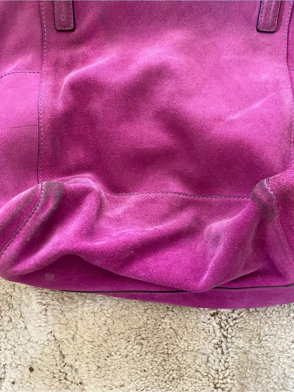 Michael Kors Suede Tote in fuchsia with MK Charm